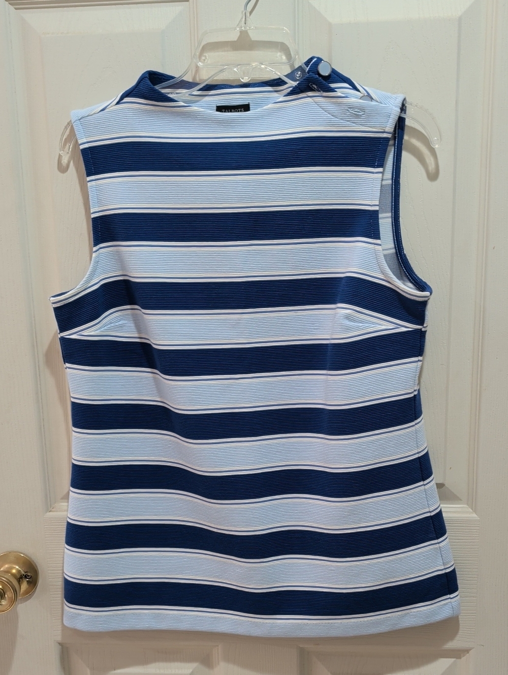 Talbots Navy & White Striped Sleeveless Tank,Sz Medium